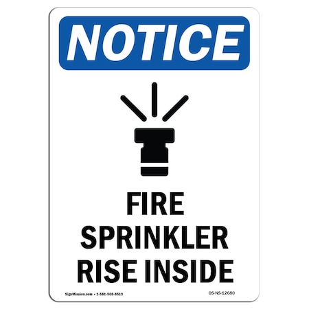 Signmission OSHA Sign, Fire Sprinkler Riser Inside With Symbol, 10in X 7in Aluminum, 7" W, 10" L, Portrait OS-NS-A-710-V-12680